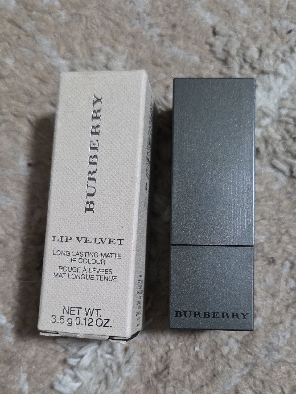 Burberry Lip Velvet Matte Lipstick - Silver & Cream Packaging